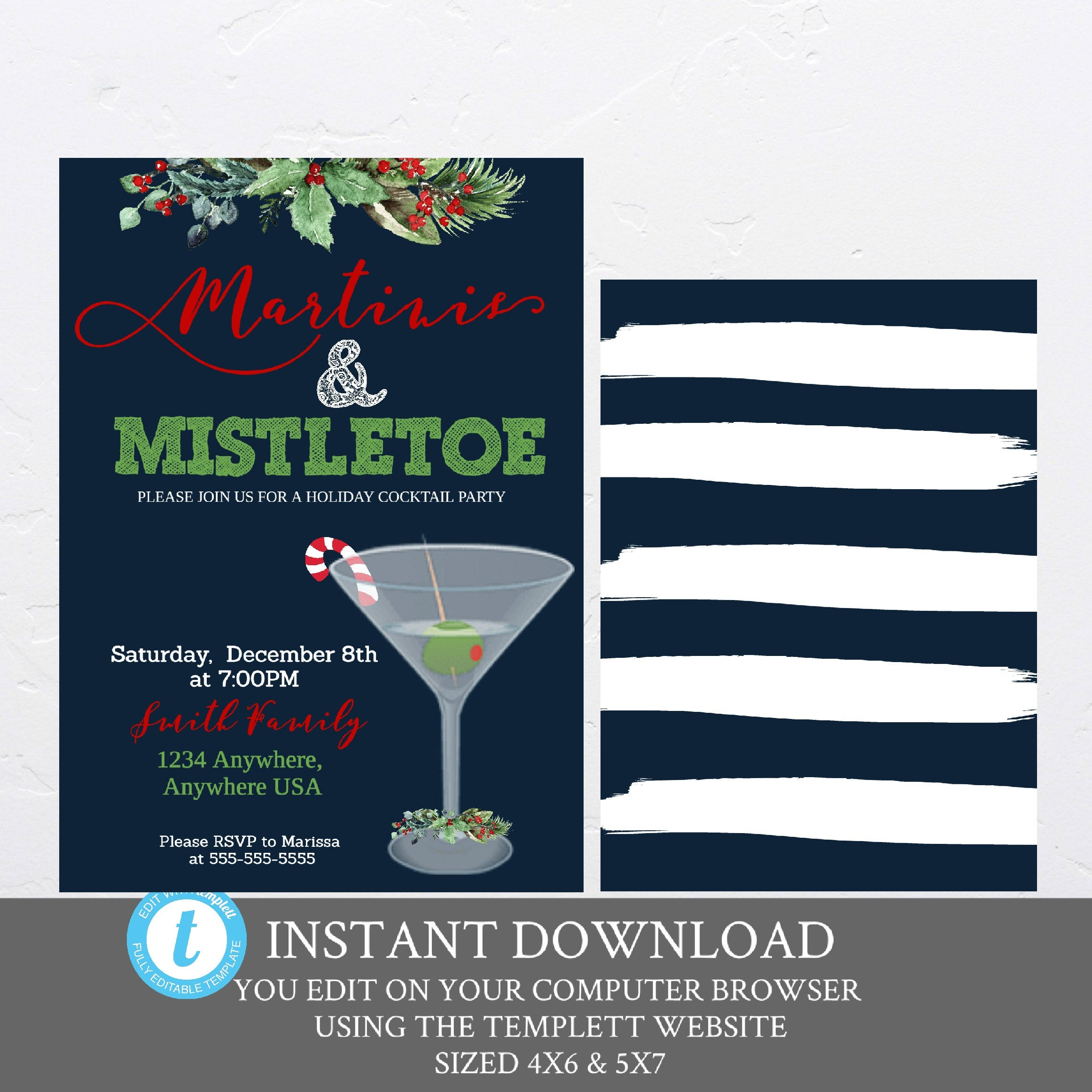 Mistletoe And Martinis Christmas Party Invitation Cocktail Etsy intended for sizing 2324 X 2324