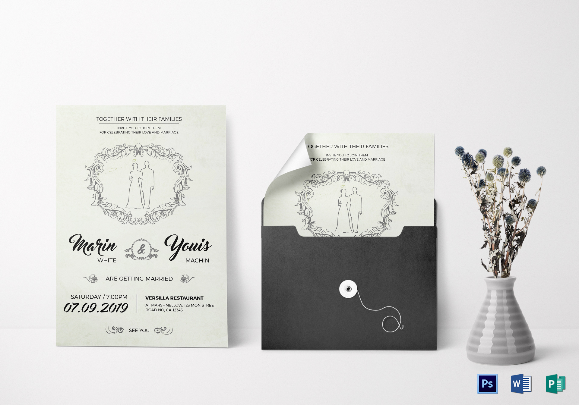 Modern Wedding Invitation Design Template In Word Psd Publisher pertaining to sizing 1920 X 1344