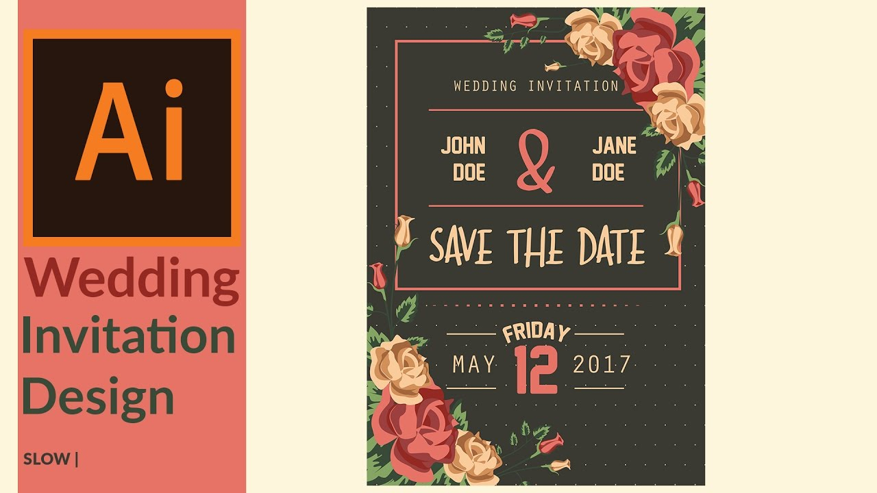 Modern Wedding Invitation Designing In Adobe Illustrator Youtube with proportions 1280 X 720
