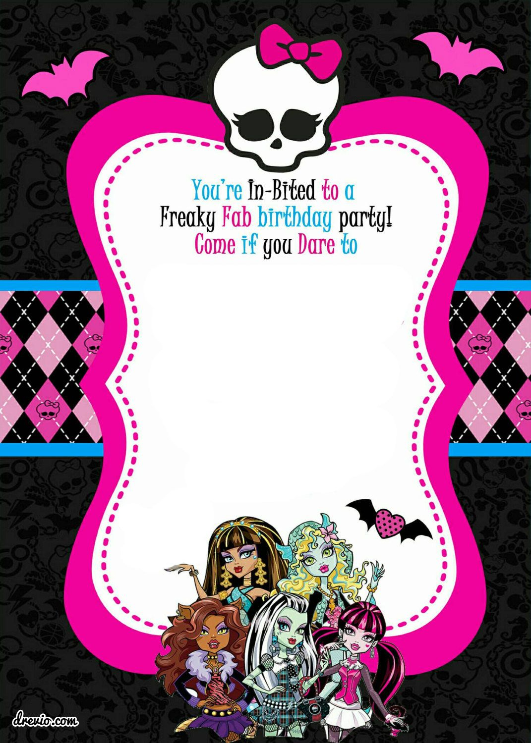 Monster High Party Invitations Template Invitation Template Ideas inside size 1071 X 1500