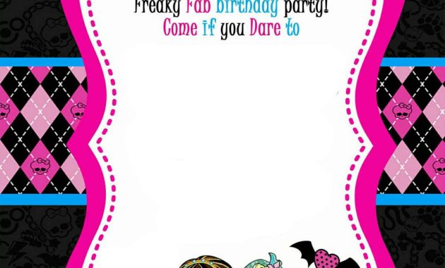 Monster High Party Invitations Template Invitation Template Ideas inside sizing 1071 X 1500