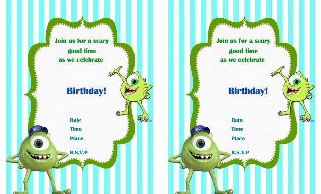 Monsters University Birthday Invitations Birthday Printable with regard to dimensions 1228 X 868