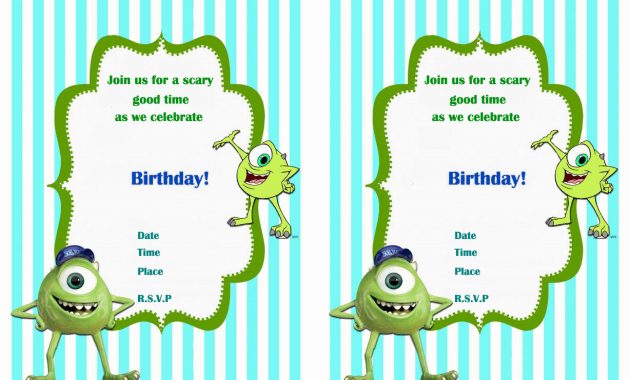 Monsters University Birthday Invitations Birthday Printable within size 1228 X 868