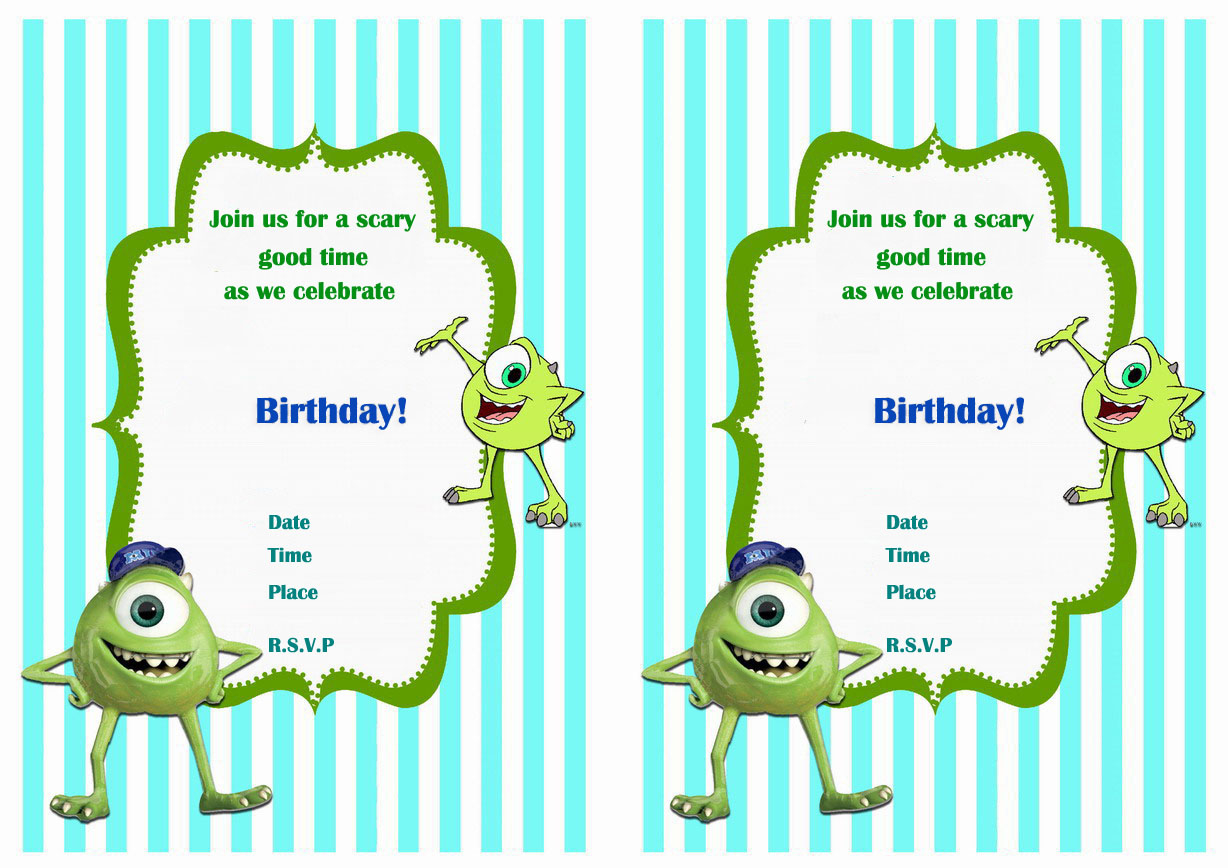 Monsters University Birthday Invitations Birthday Printable within size 1228 X 868