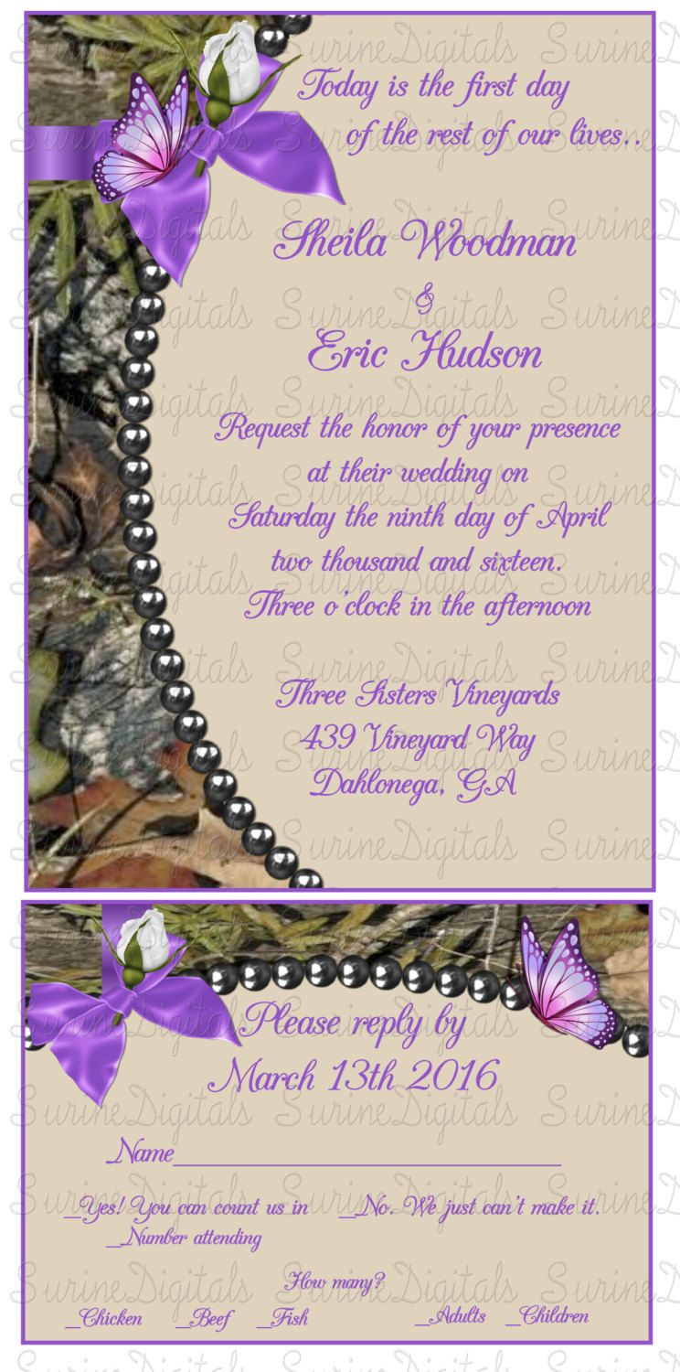 Mossy Oak Camo Wedding Invitation Card With Matching Reply Camo pertaining to dimensions 744 X 1500
