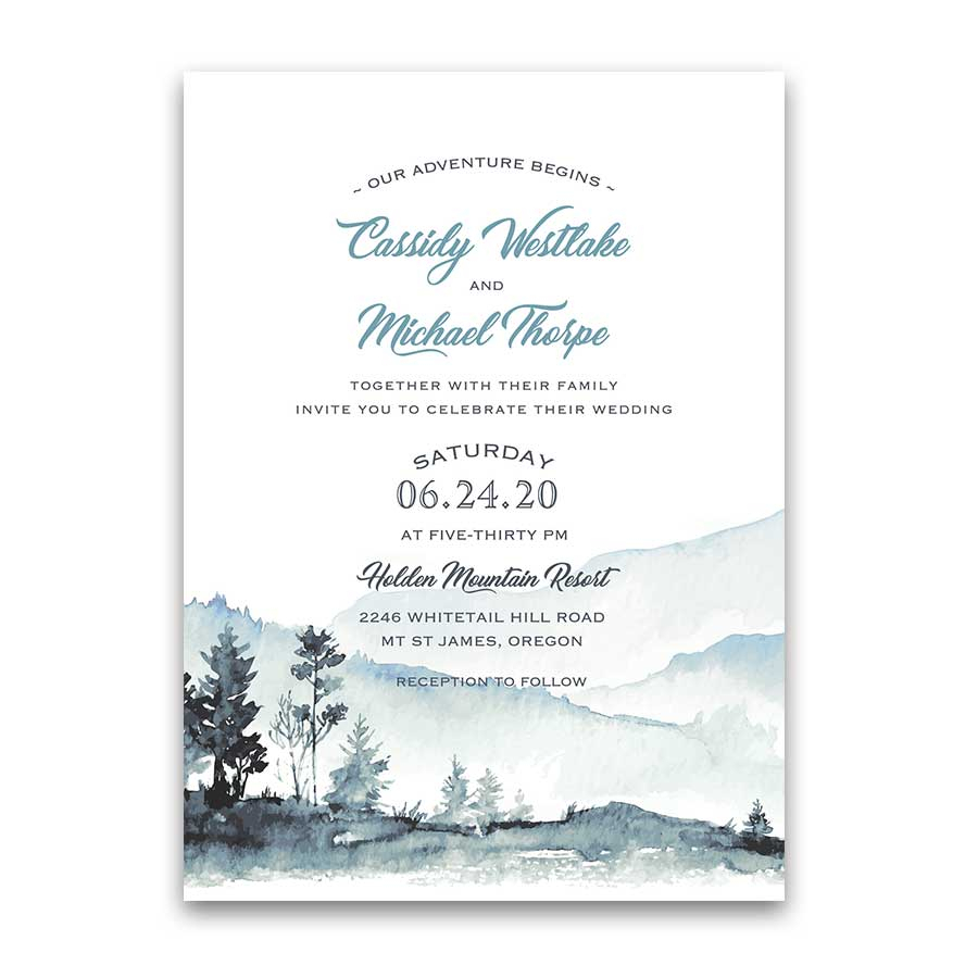 Mountain Wedding Invitation Template Watercolor Forest Modern regarding measurements 900 X 900
