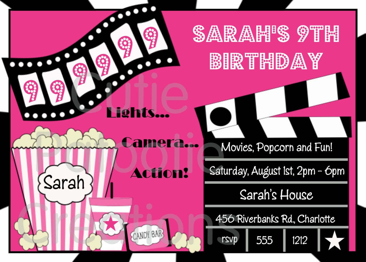 Movie Birthday Invitations Movie Night Birthday Party Invitation in proportions 1500 X 1071