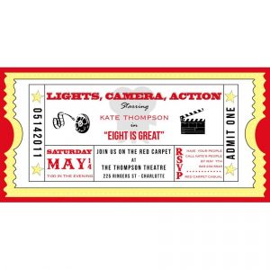 Movie Ticket Cinema Drive In Birthday Party Printable Invitation regarding sizing 950 X 950