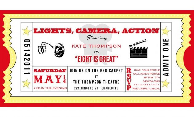 Movie Ticket Cinema Drive In Birthday Party Printable Invitation regarding sizing 950 X 950