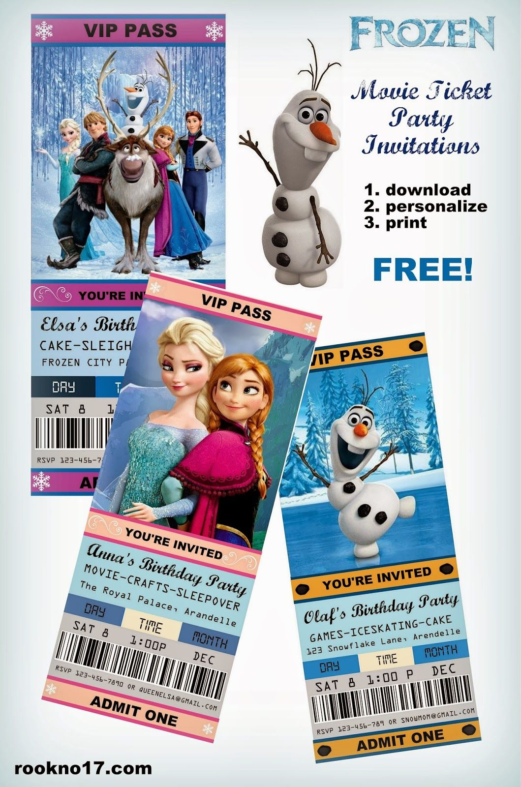 Movie Ticket Style Frozen Party Invitations Free Download And 20 intended for sizing 1059 X 1600