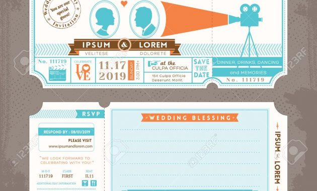 Movie Ticket Wedding Invitation Design Template in dimensions 1300 X 1218