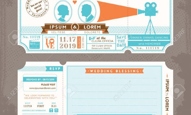 Movie Ticket Wedding Invitation Template Free Google Search inside dimensions 1300 X 1219