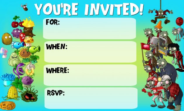 Musings Of An Average Mom Plants Vs Zombies Invitations throughout size 1600 X 948