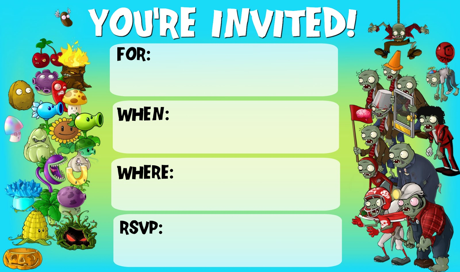 Musings Of An Average Mom Plants Vs Zombies Invitations throughout size 1600 X 948