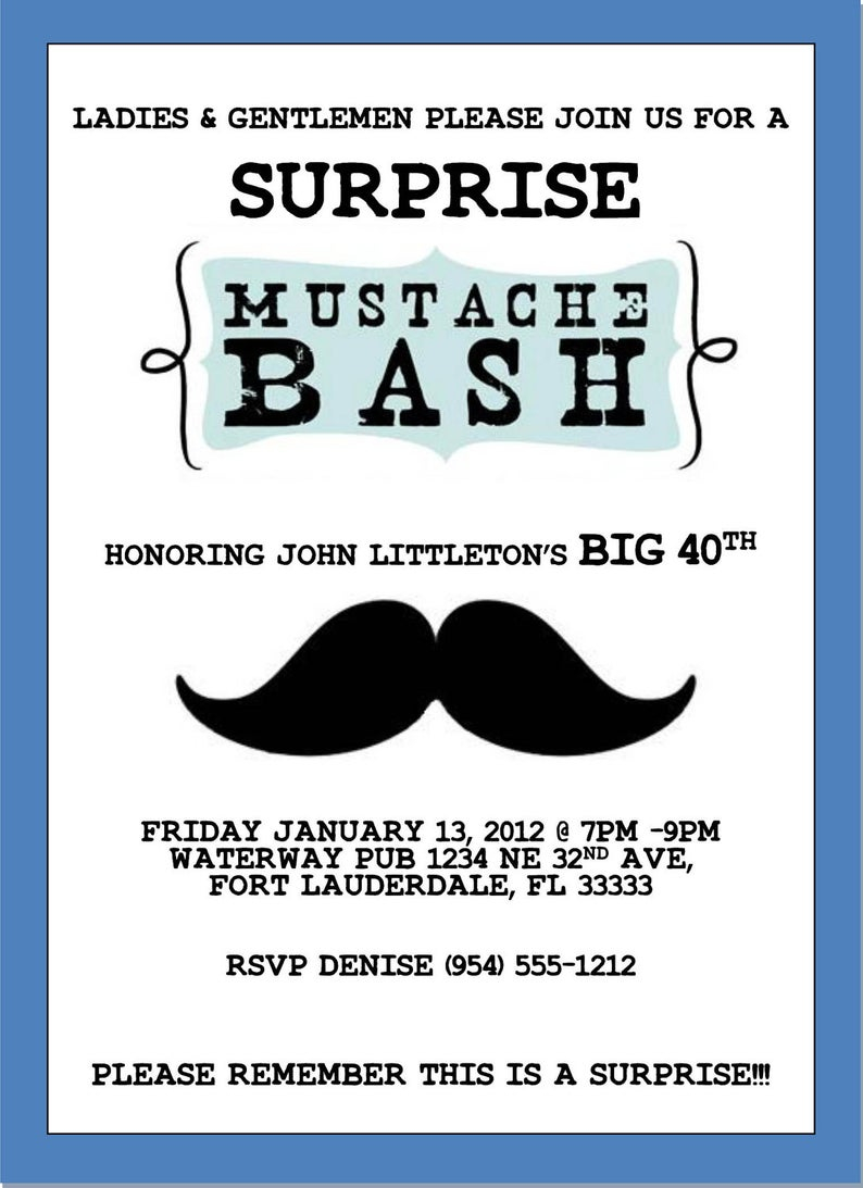 Mustache Bash Invitation Template 4x6 Etsy with sizing 794 X 1093