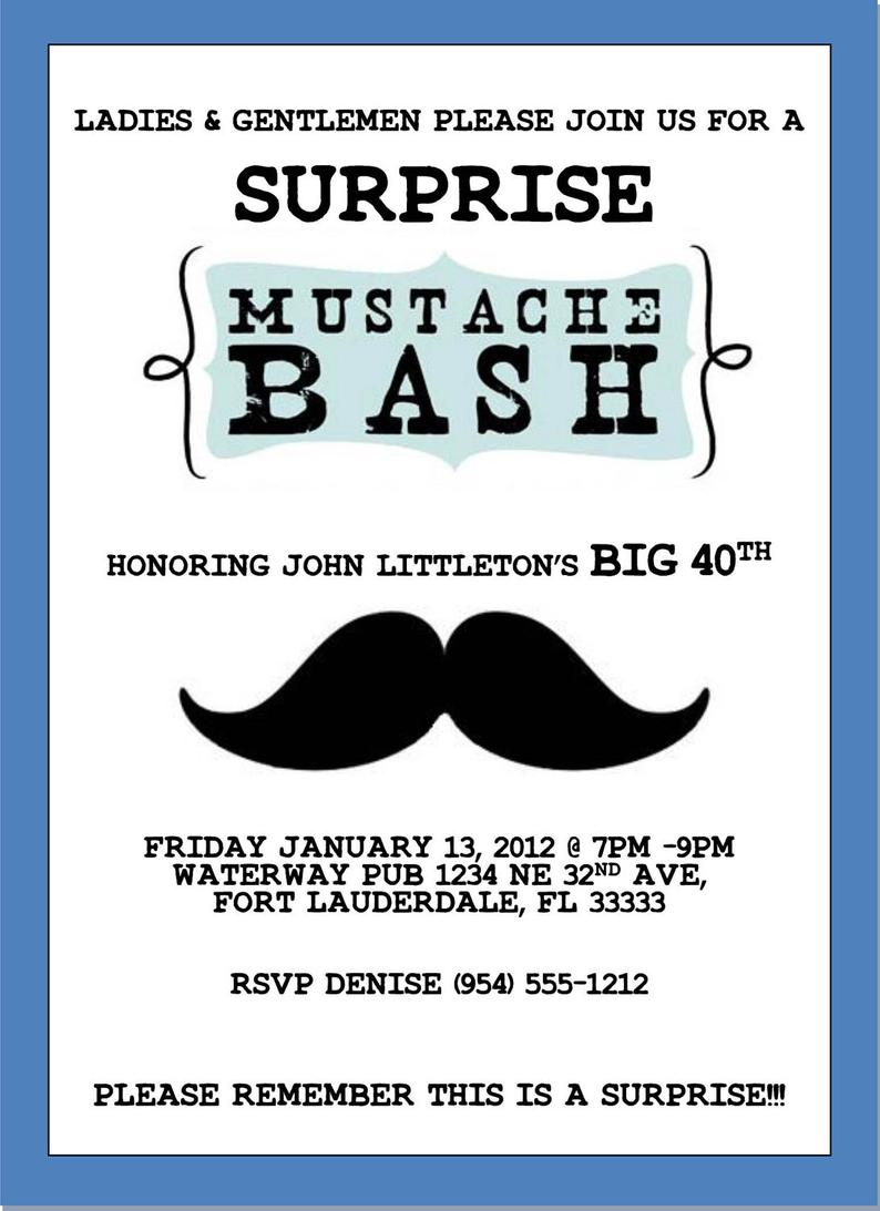 Mustache Bash Invitation Template 4x6 Etsy within size 794 X 1093