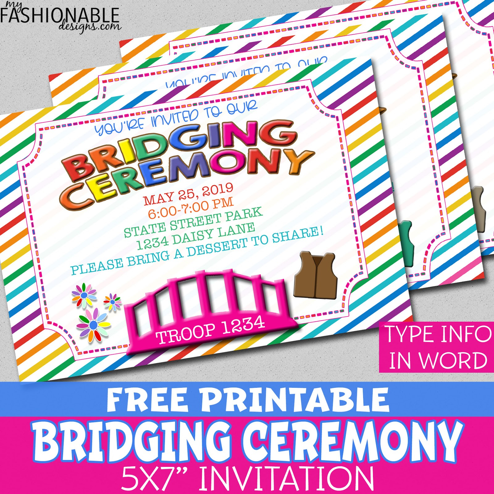 My Fashionable Designs Free Printable Bridging Invitations with size 1600 X 1600