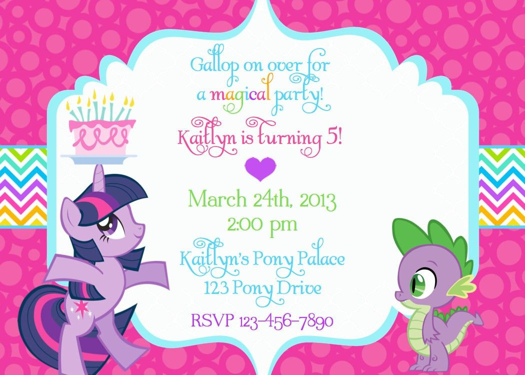 My Little Pony Birthday Invitation Wording Party My Little Pony for measurements 1050 X 750