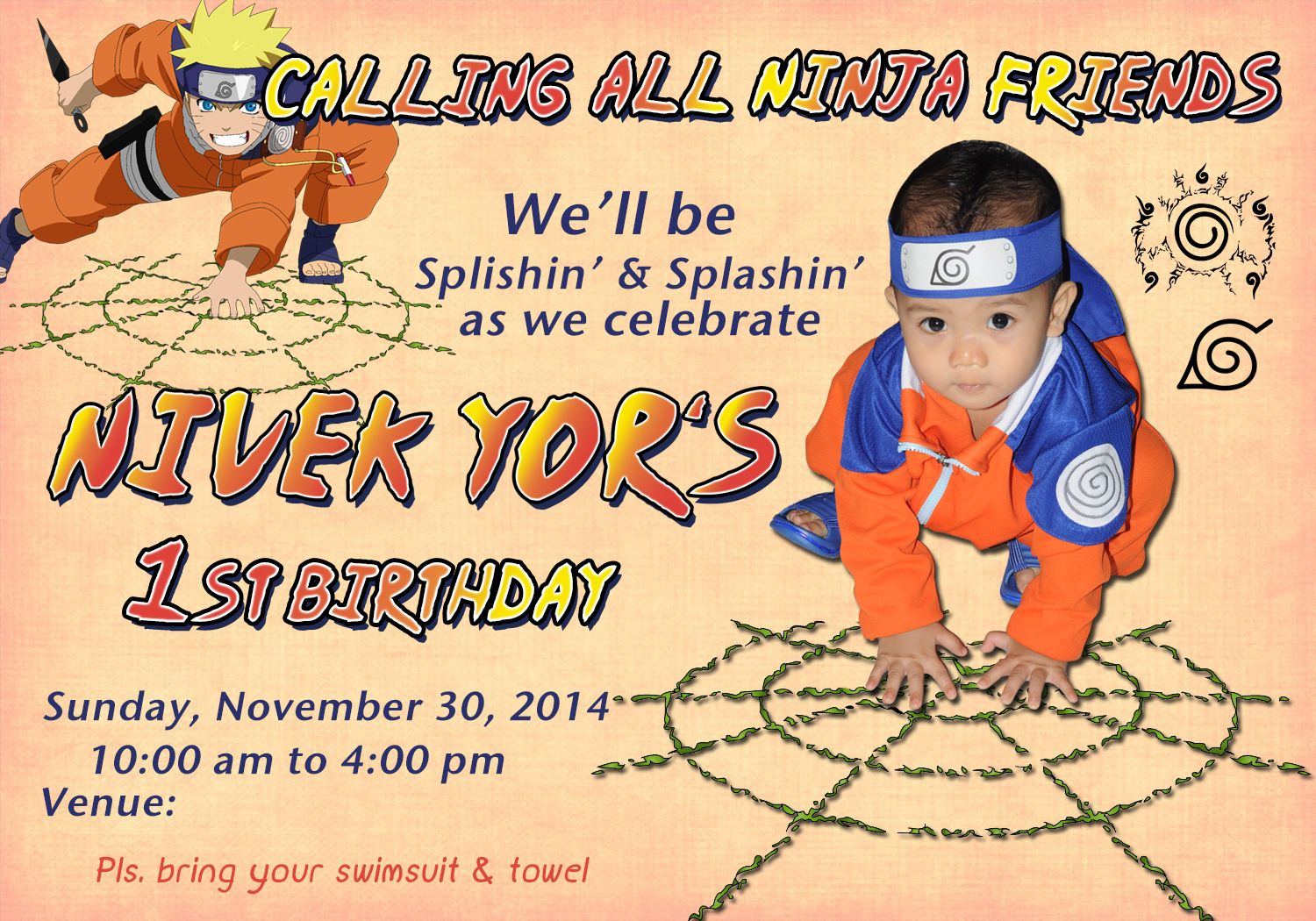 Naruto Birthday Party Invitation Card Photoshop Project Naruto in dimensions 1500 X 1050