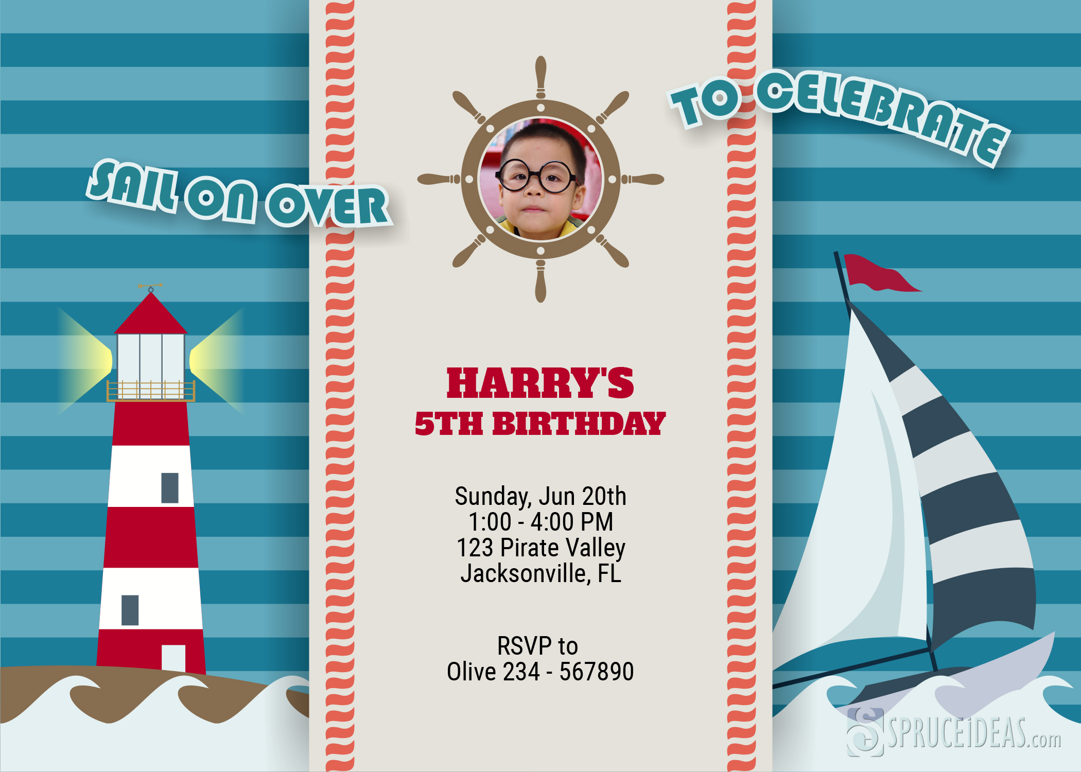 Nautical Birthday Invitation Template Free Editable Printable within measurements 2100 X 1500