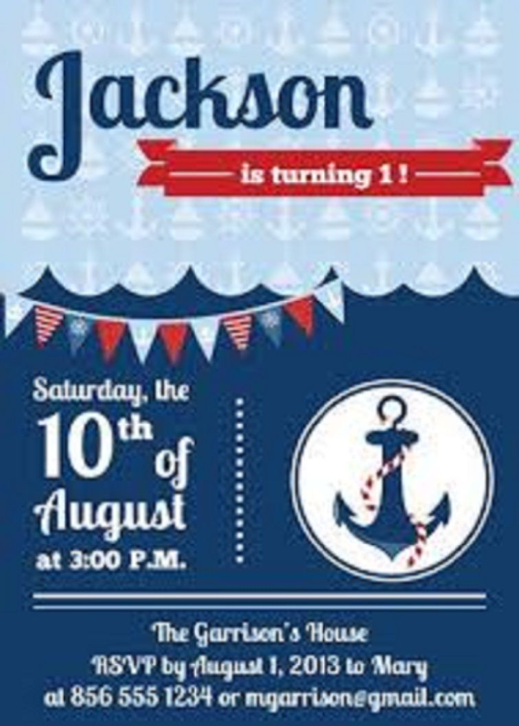 Nautical Birthday Invitation Template Party Invitation Card for measurements 756 X 1058