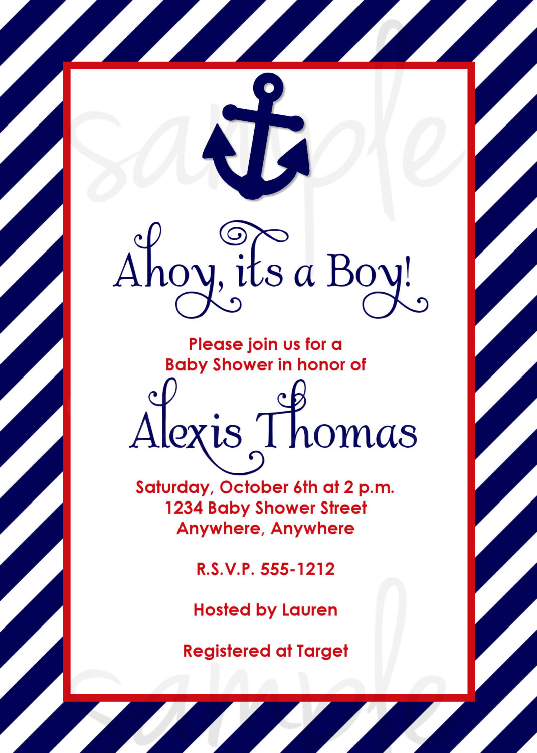 Nautical Theme Ba Shower Invitation Template For Ahoy Its A Boy with regard to dimensions 1071 X 1500