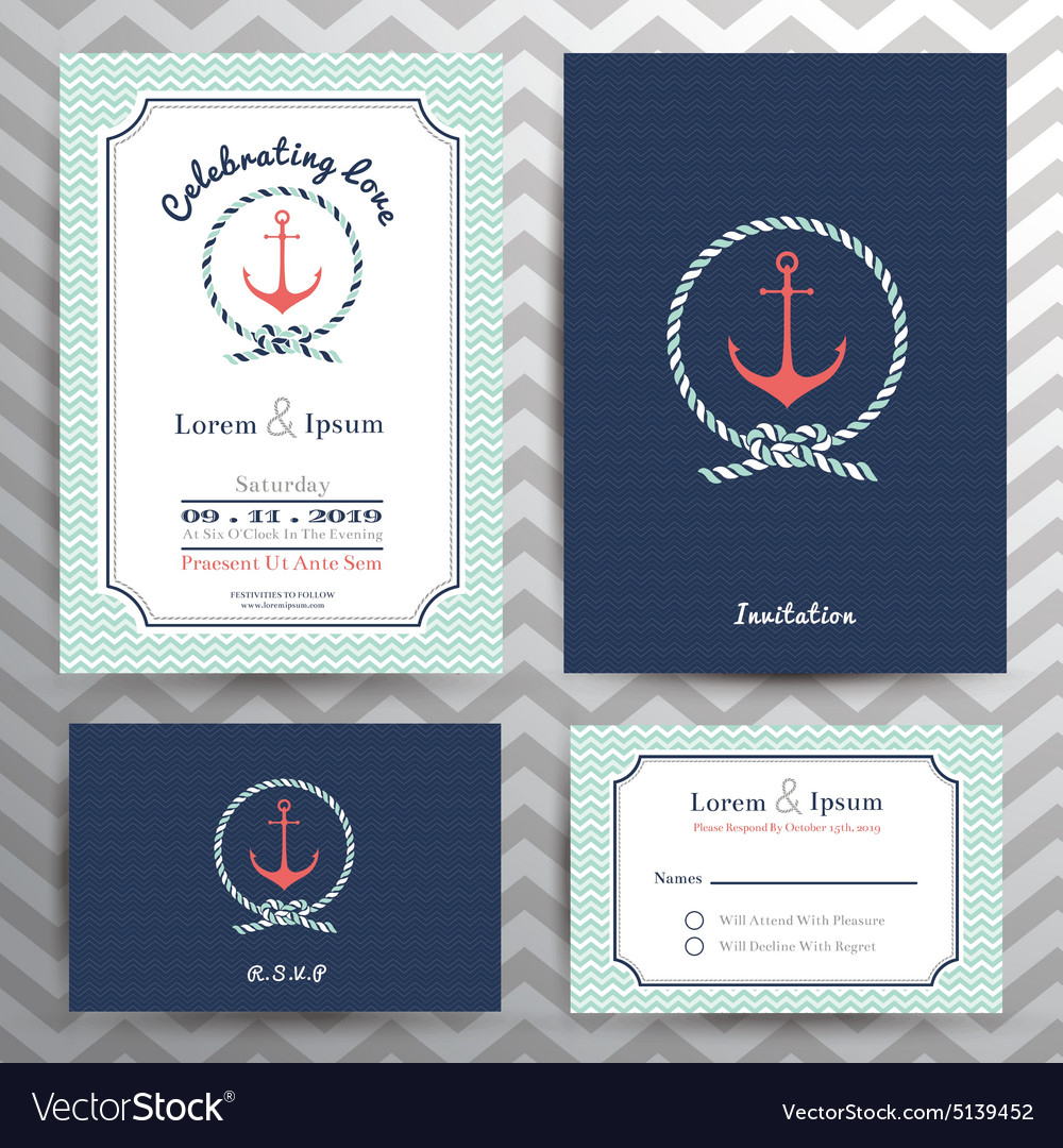 Nautical Wedding Invitation And Rsvp Card Template for proportions 1000 X 1080