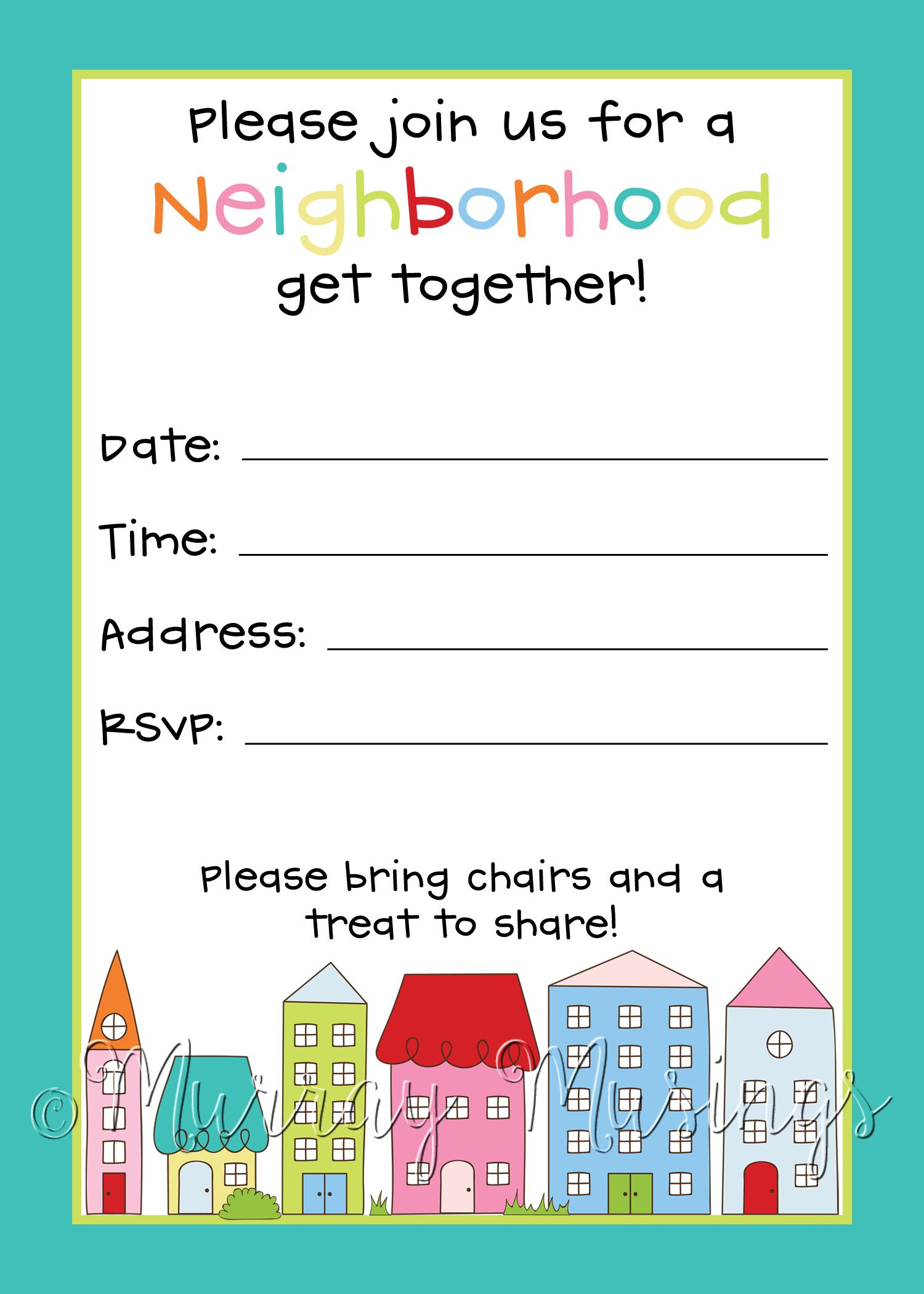 Neighborhood Block Party Invitation Freeprintable Free Printables regarding size 1500 X 2100