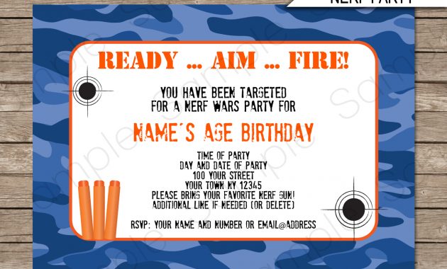 Nerf Birthday Party Invitations Editable Template Blue Camo in dimensions 1300 X 1126