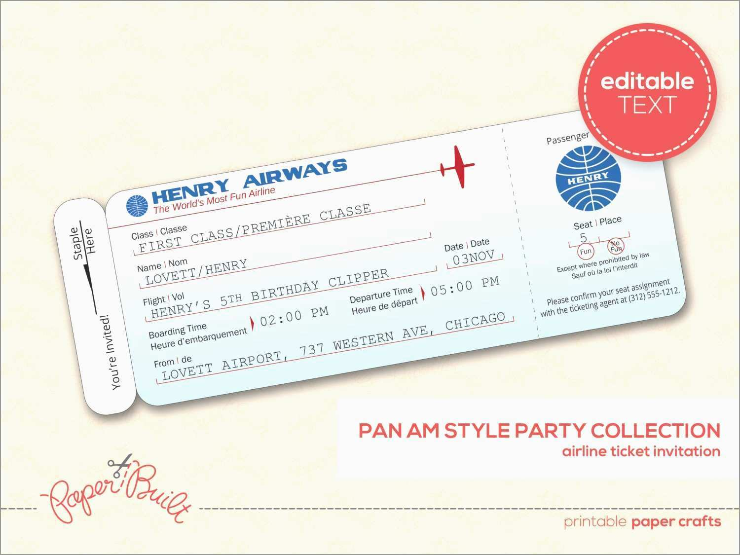 New Airline Ticket Invitation Template Free Best Of Template regarding dimensions 1500 X 1125