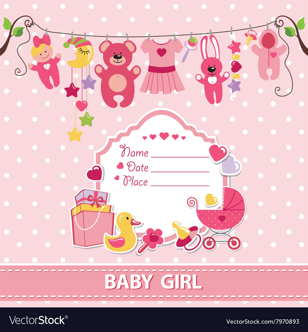 New Born Ba Girl Card Shower Invitation Template in size 1000 X 1079