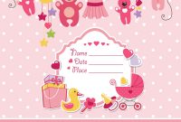 New Born Ba Girl Card Shower Invitation Template throughout dimensions 1000 X 1079
