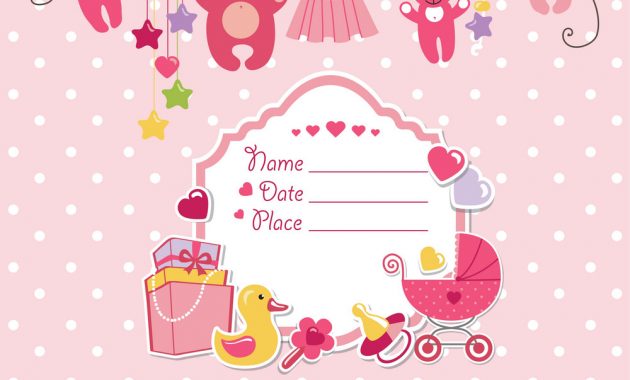 New Born Ba Girl Card Shower Invitation Template within measurements 1000 X 1079