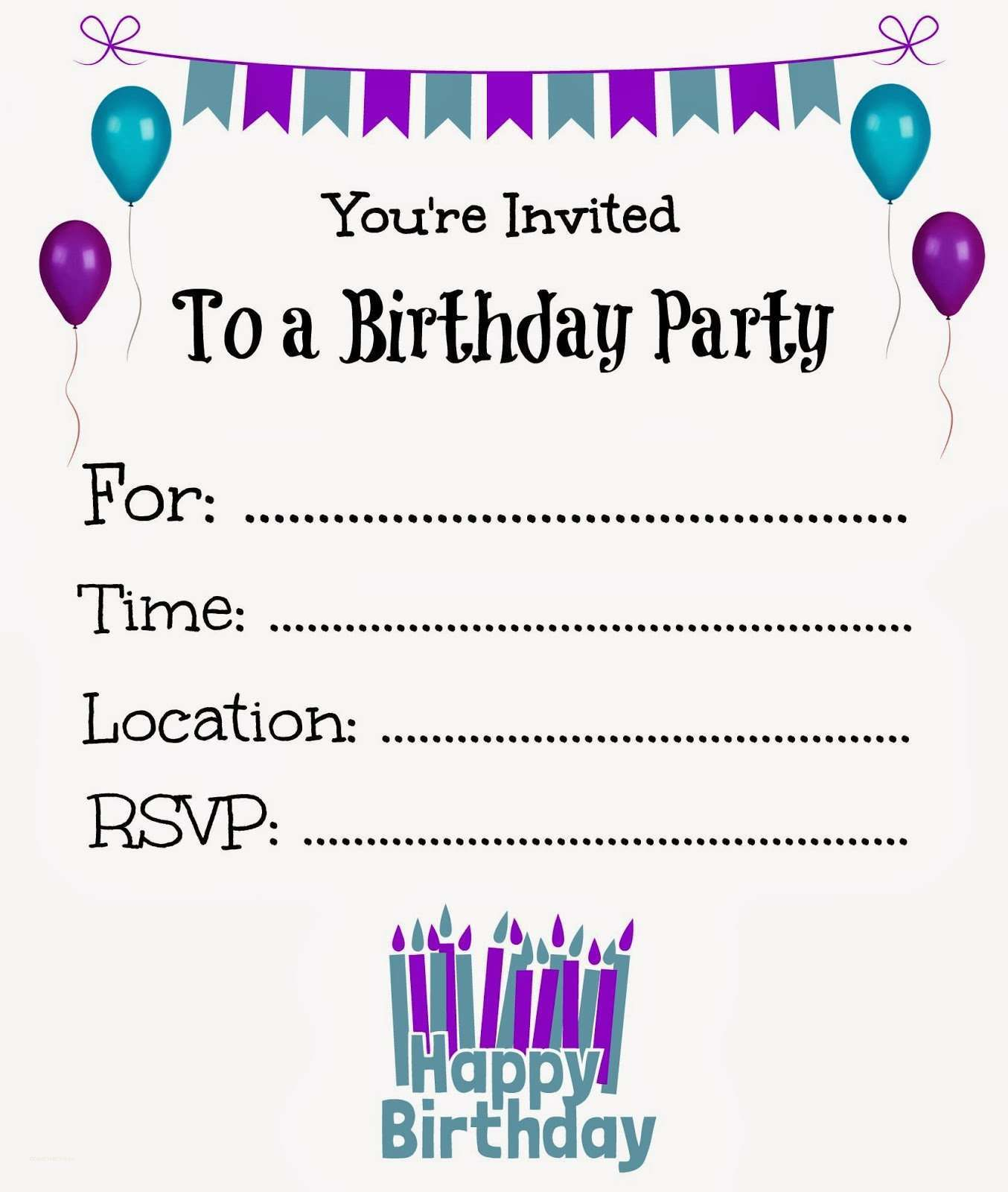 New Free Online Printable Birthday Party Invitations Holiday with measurements 1354 X 1600