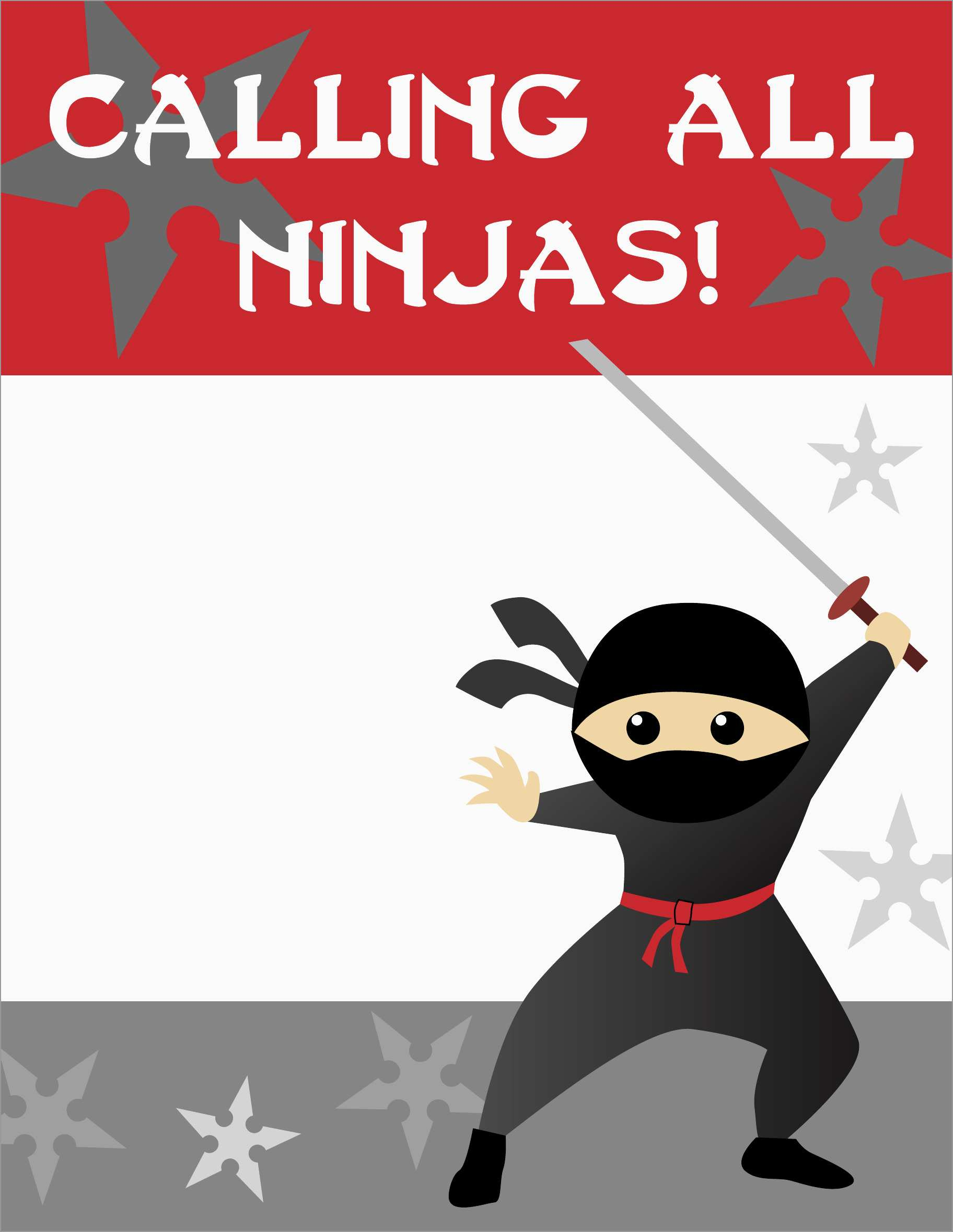 New Ninja Birthday Party Invitation Template Free Best Of Template intended for size 1824 X 2360