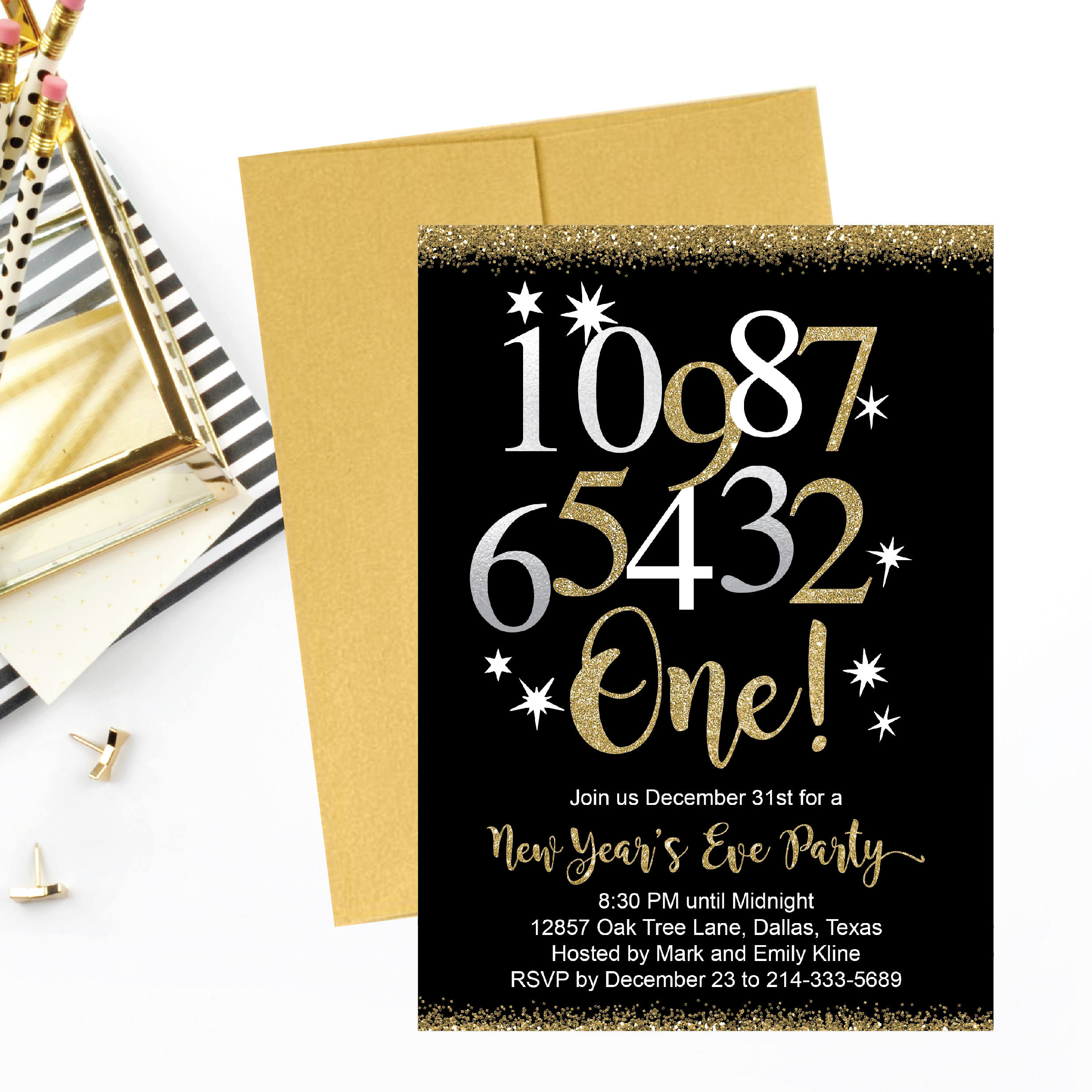 New Years Eve Party Invitation Template Elegant Black Etsy for proportions 2476 X 2476