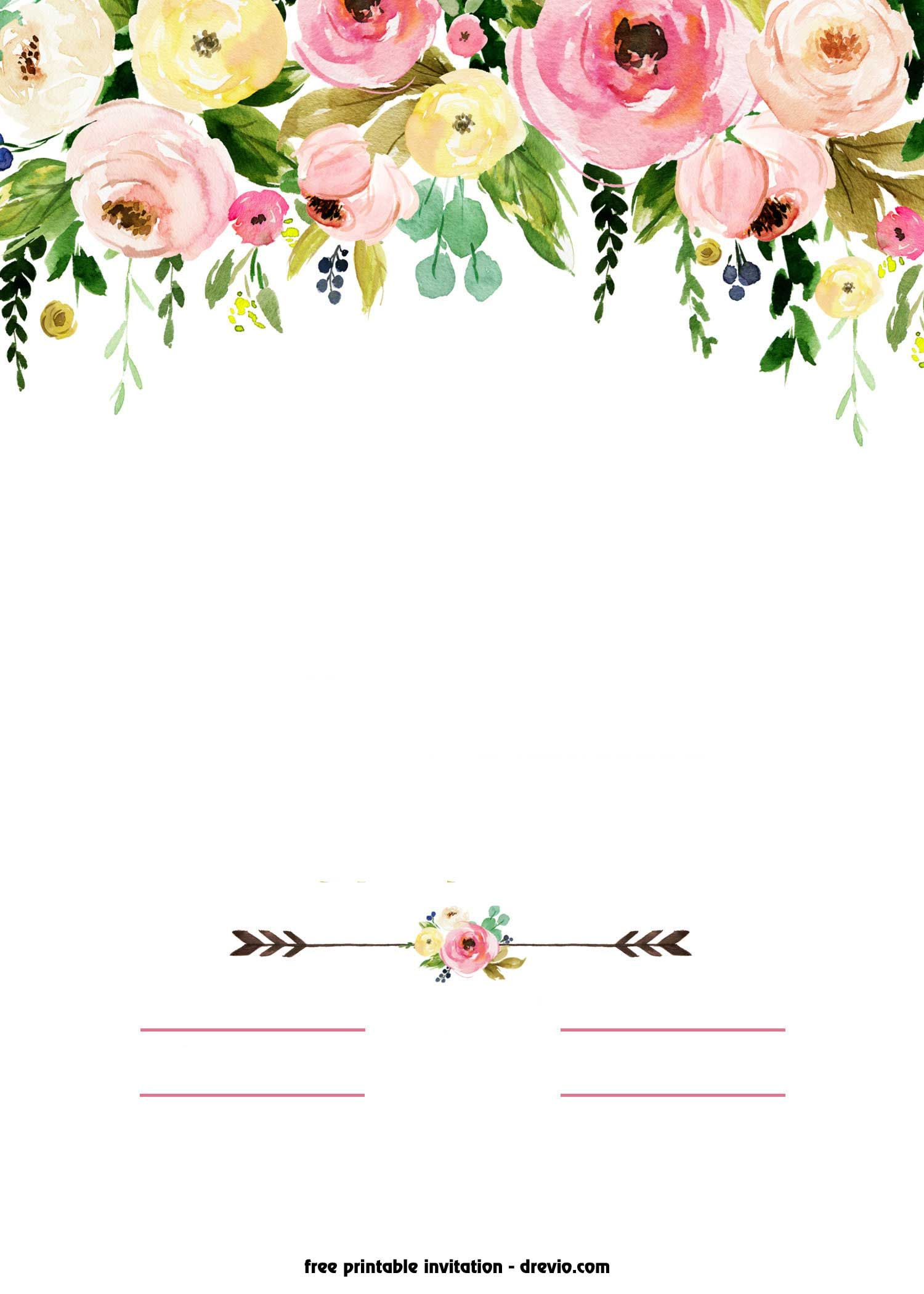 Nice Free Printable Boho Chic Flower Ba Shower Invitation Template with regard to proportions 1500 X 2100