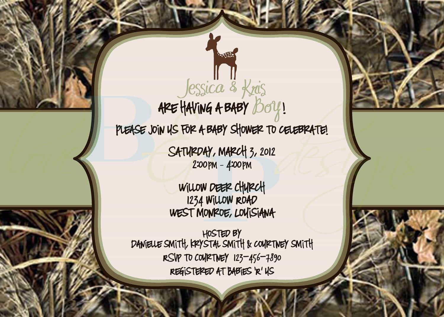 Nice Unique Ideas For Camo Ba Shower Invitations Free Templates within size 1500 X 1071