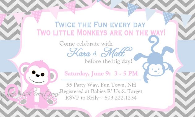 Nice Unique Ideas For Twin Ba Shower Invitations Free Templates inside dimensions 1500 X 1000