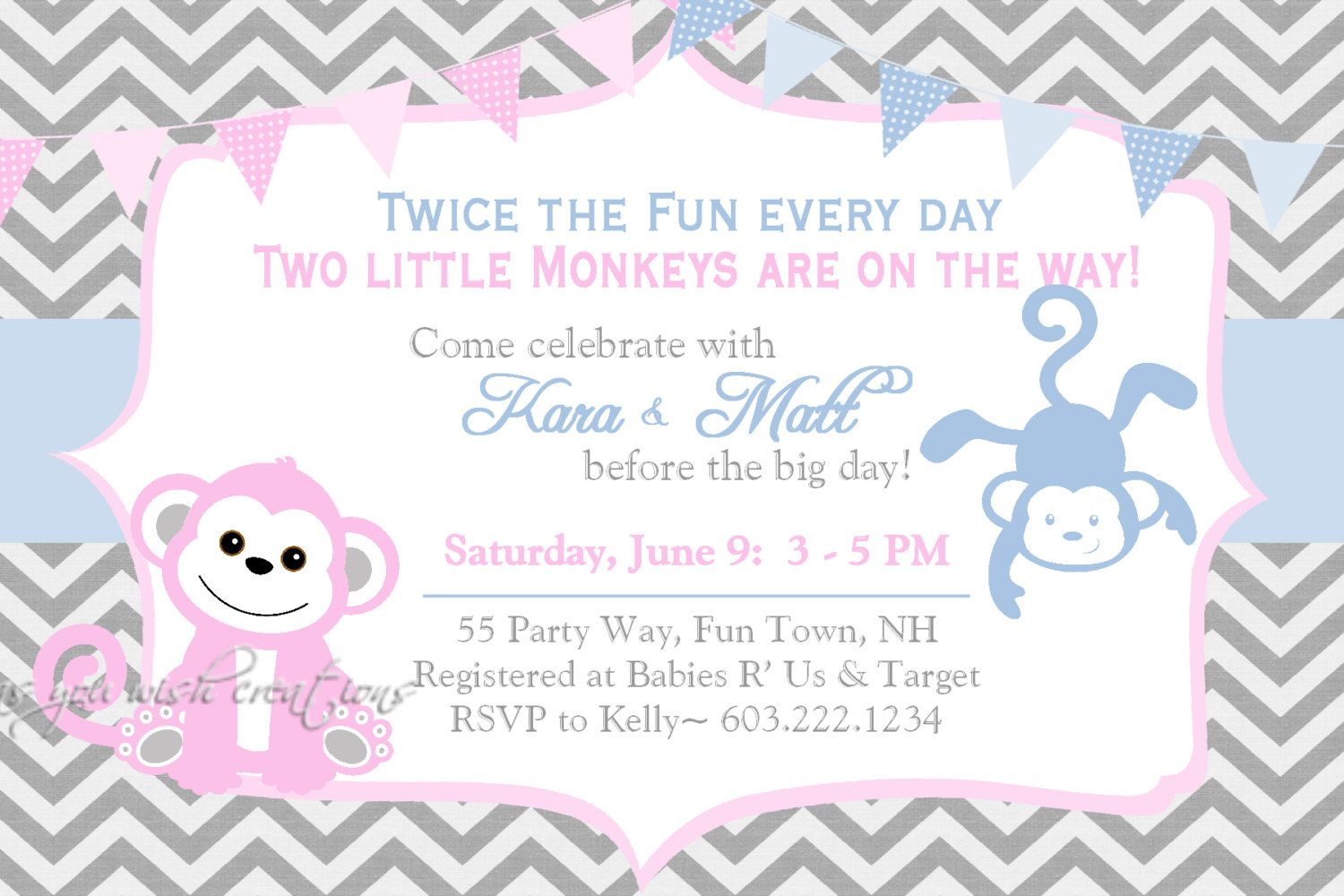 Nice Unique Ideas For Twin Ba Shower Invitations Free Templates intended for proportions 1500 X 1000