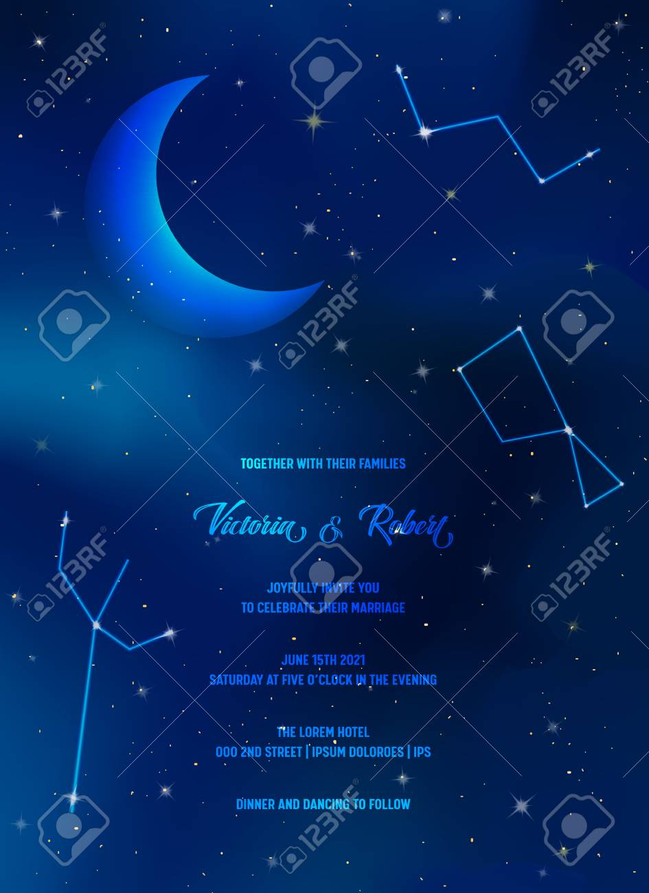 Night Sky Trendy Wedding Invitation Card Save The Date Celestial with regard to measurements 945 X 1300