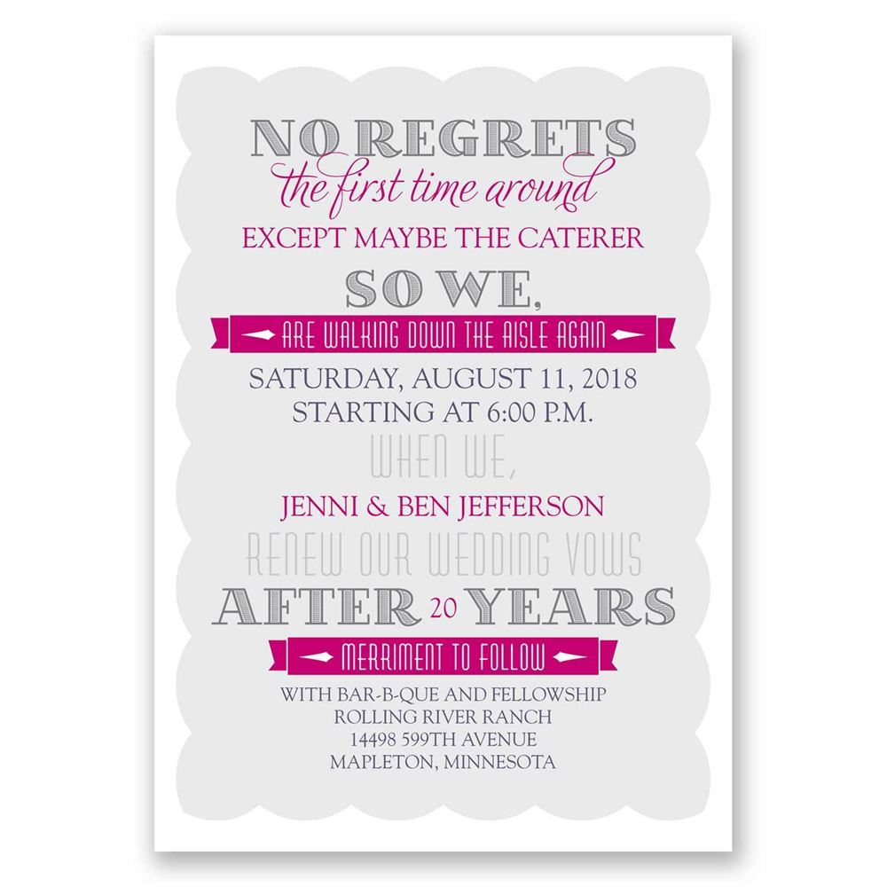 No Regrets Vow Renewal Invitation Invitations Dawn with regard to sizing 1000 X 1000