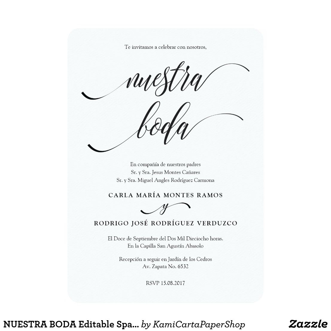 Nuestra Boda Editable Spanish Wedding Invitation Zazzle In with regard to dimensions 1106 X 1106