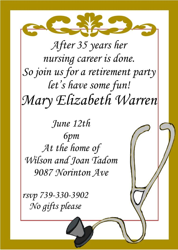 Nursing Retirement Party Invitations Custom Made Retirement throughout measurements 750 X 1050