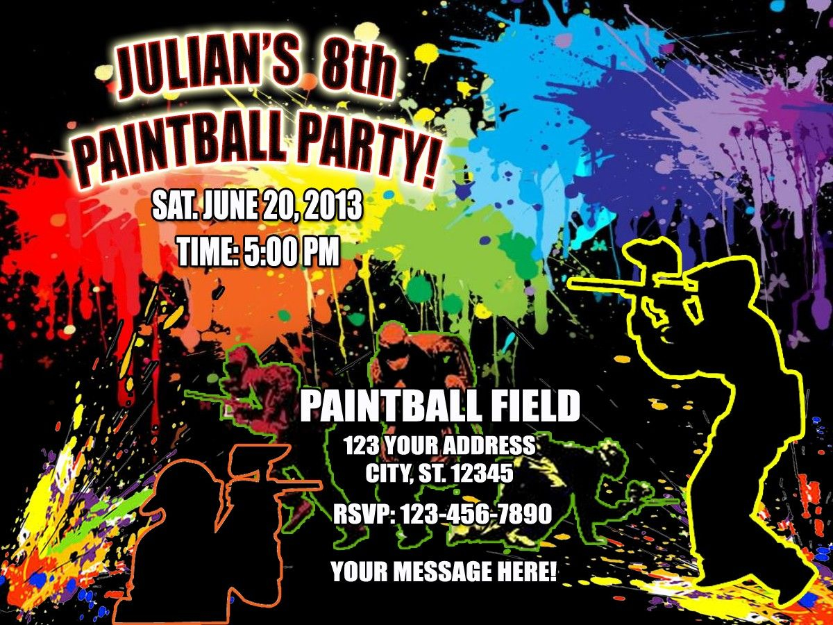 O Invitation Templates 123 Paintball Birthday Party Paintball regarding proportions 1200 X 900