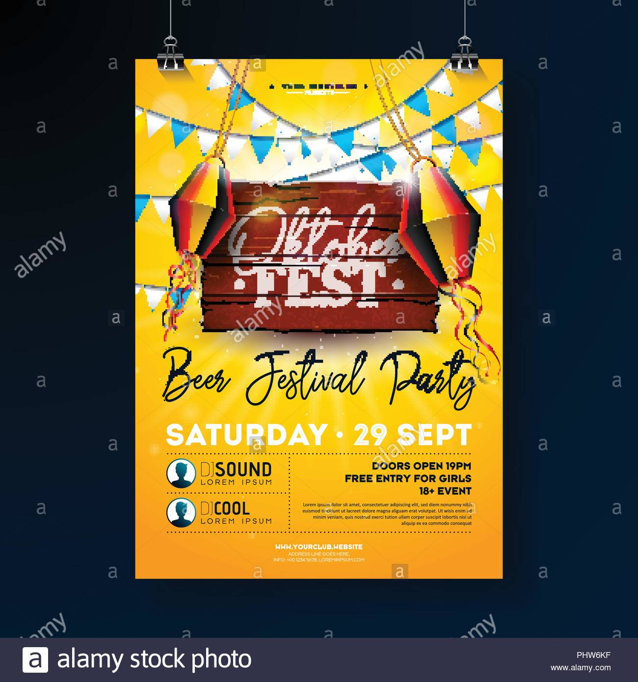 Oktoberfest Party Flyer Design With Typography Lettering On Vintage with dimensions 1300 X 1390