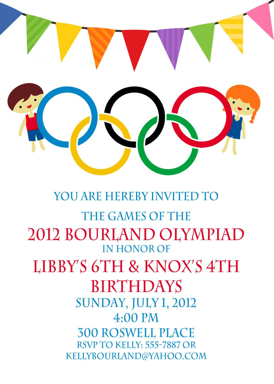 Olympic Party Invitation Olympics Birthday Invitation Digial File for dimensions 1071 X 1500