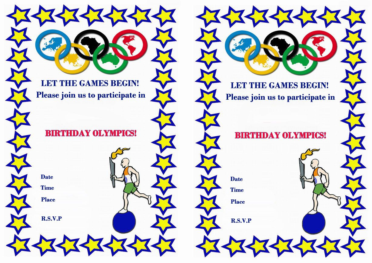 Olympics Free Printable Birthday Party Invitations Birthday Party regarding proportions 1228 X 868