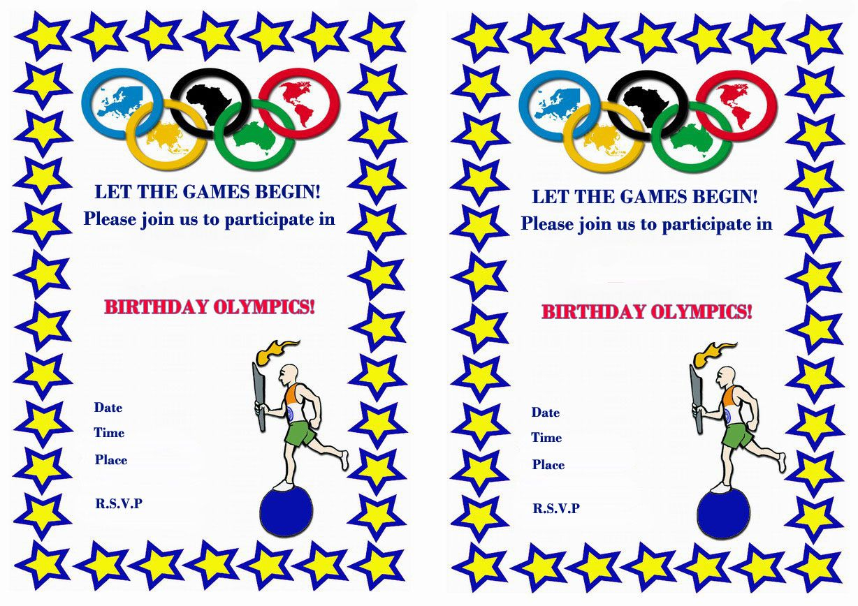 Olympics Free Printable Birthday Party Invitations Birthday Party within size 1228 X 868