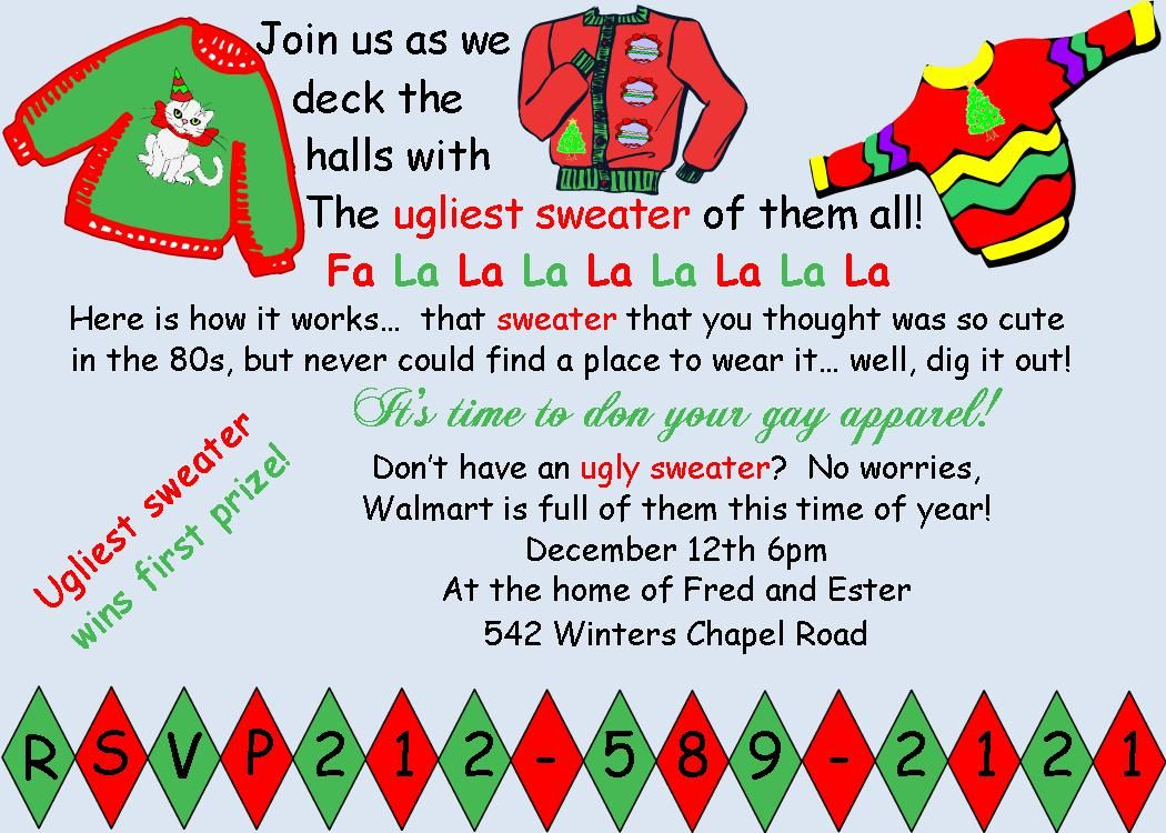 Order Form Christmas Ugly Sweater Party Invitations Ugly Sweater in sizing 1050 X 750